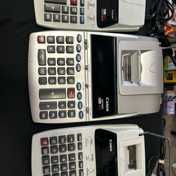 LOT OF 3 VINTAGE Electronic Printing Calculators Canon P170-DH & MP18DII - Picture 2 of 16